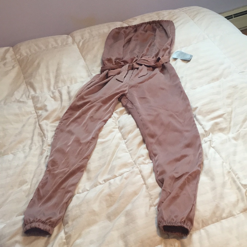 Strapless Blouson Top Jumpsuit